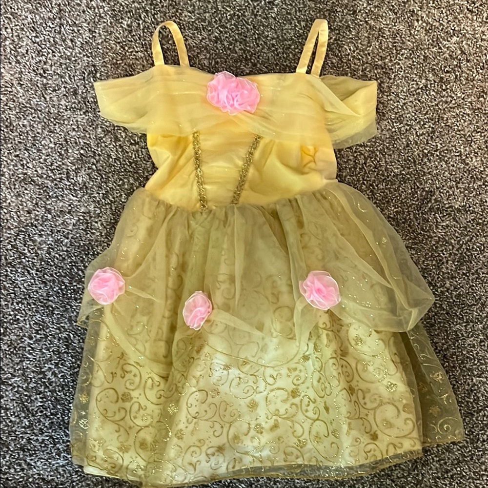 Yellow Dress with Pink Floral Accents